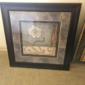 Jane Carroll Art High end frame abstract floral 19×19 black frame glass